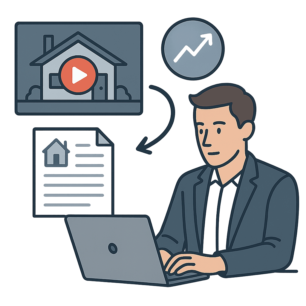 A realtor turning a home listing tour video into a blog post.