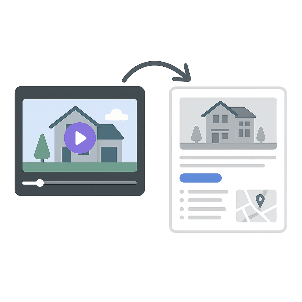 Realtor converting listing video into blog post or email newsletter