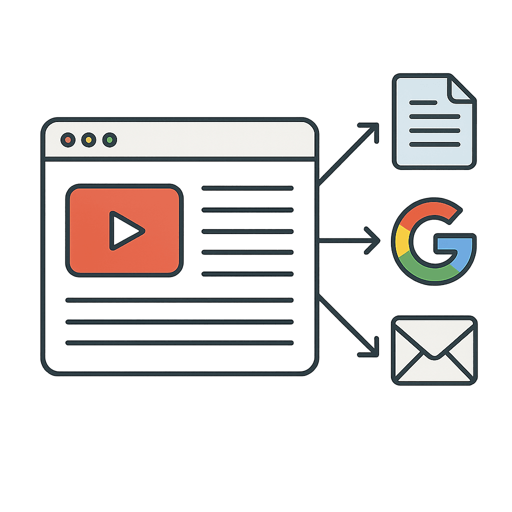 YouTube creator converting a video into a blog posts or email newsletter.
