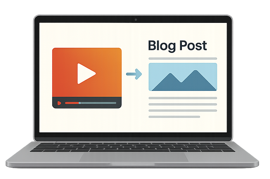 YouTube video being converted into a blog post article